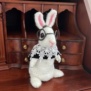 Hand crafted knit and needle felted upcycled RBG Ruth Bunny Ginsburg rab…